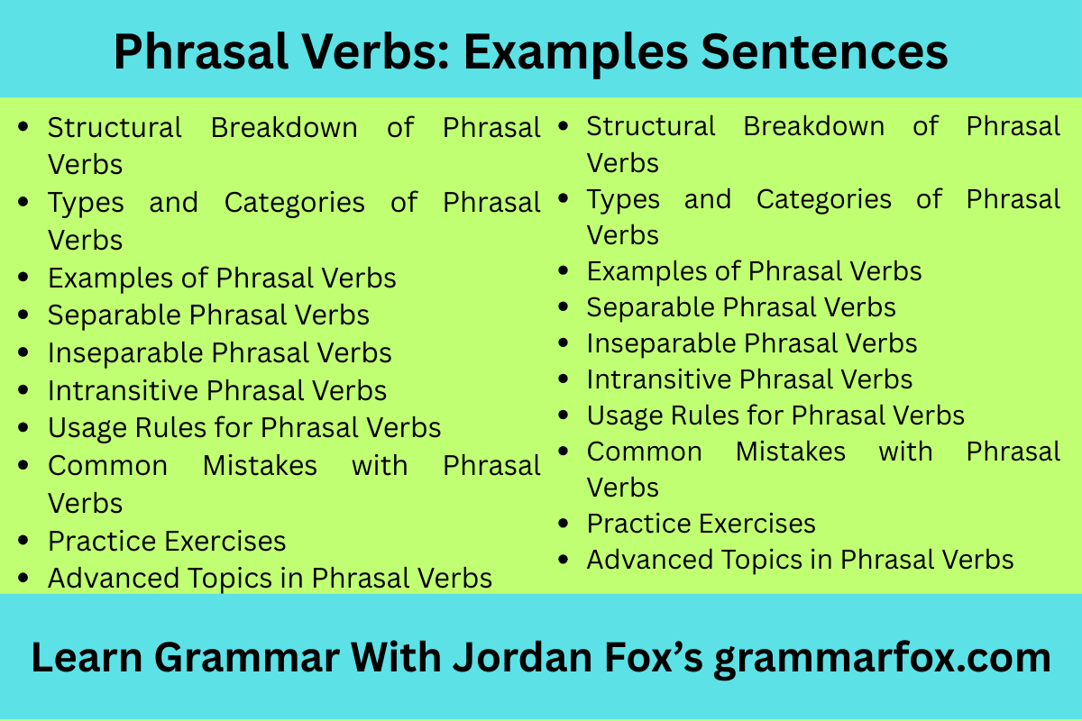 Phrasal Verbs: Examples Sentences