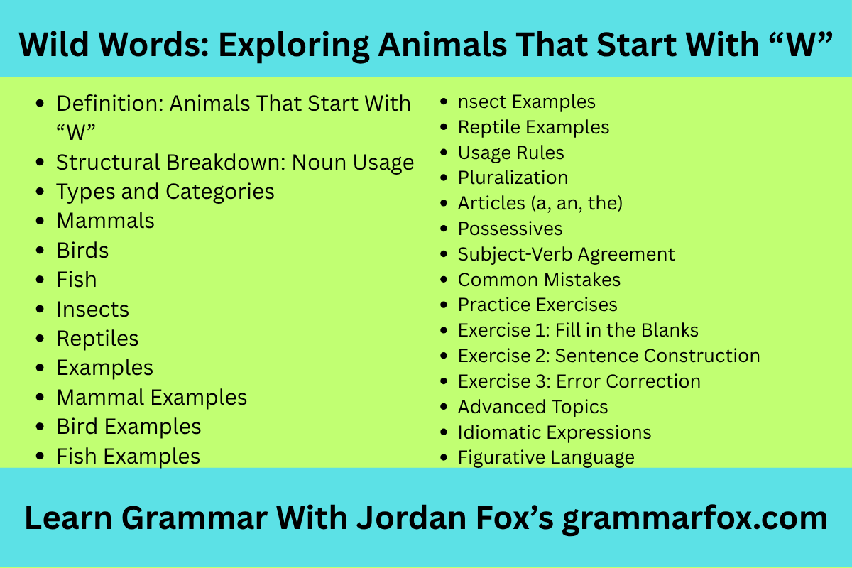 Wild Words: Exploring Animals That Start With “W”