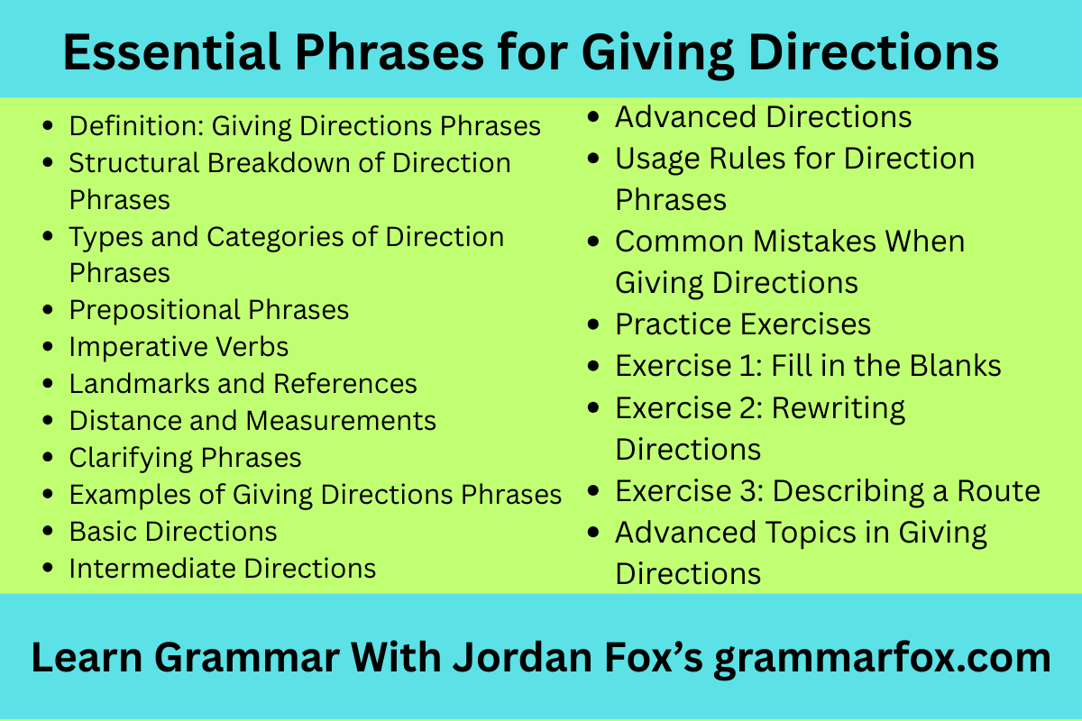 Essential Phrases for Giving Directions