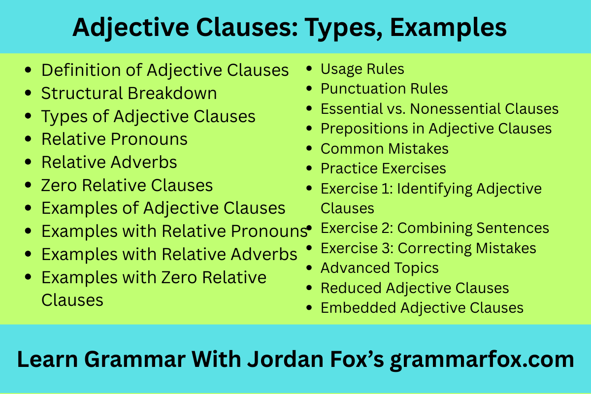 Adjective Clauses: Types, Examples