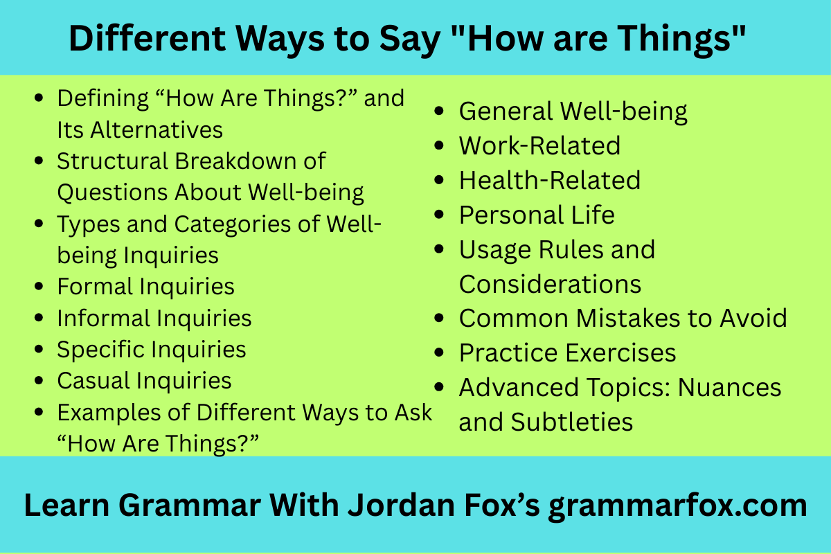 Different Ways to Say "How are Things"