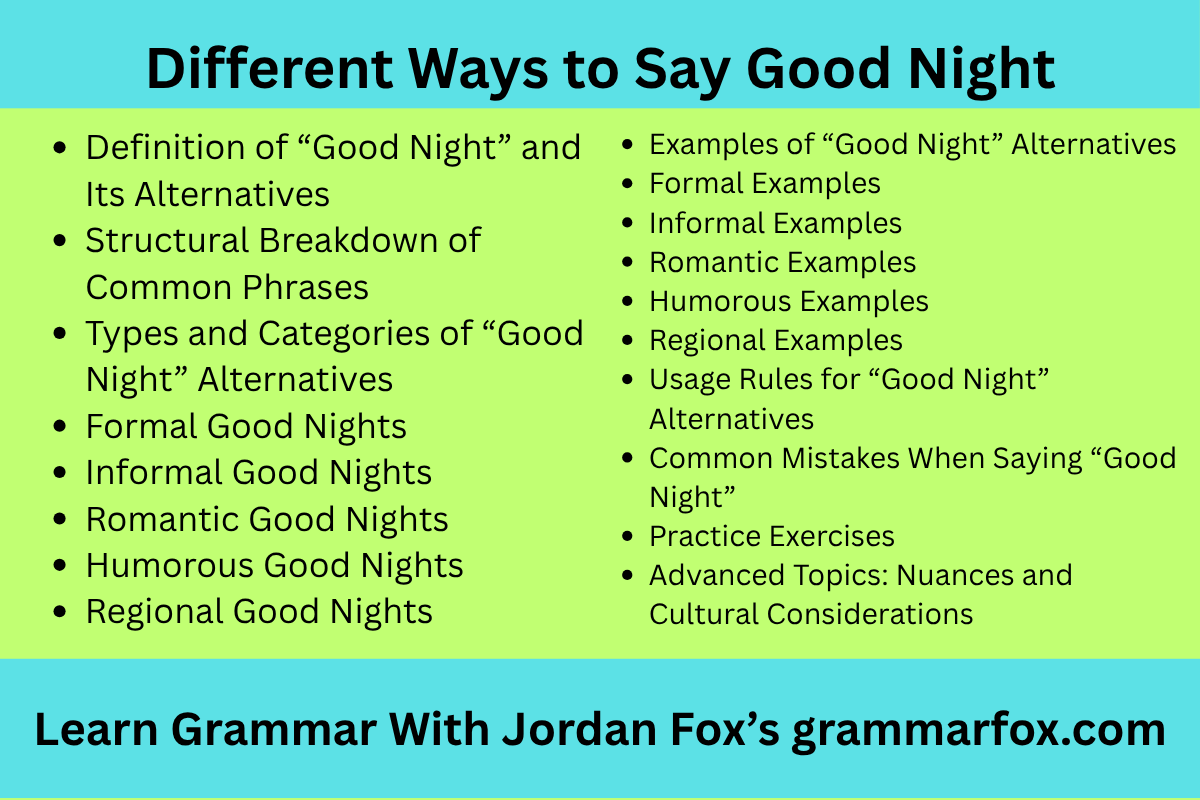 Different Ways to Say Good Night