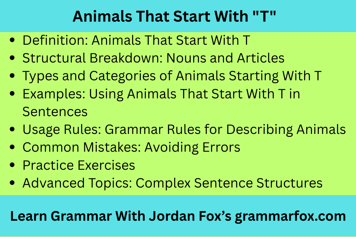 Animals That Start With "T"