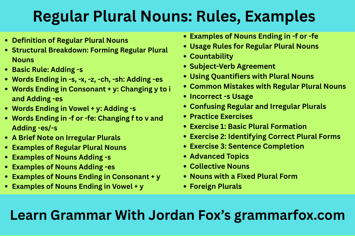 Regular Plural Nouns: Rules, Examples