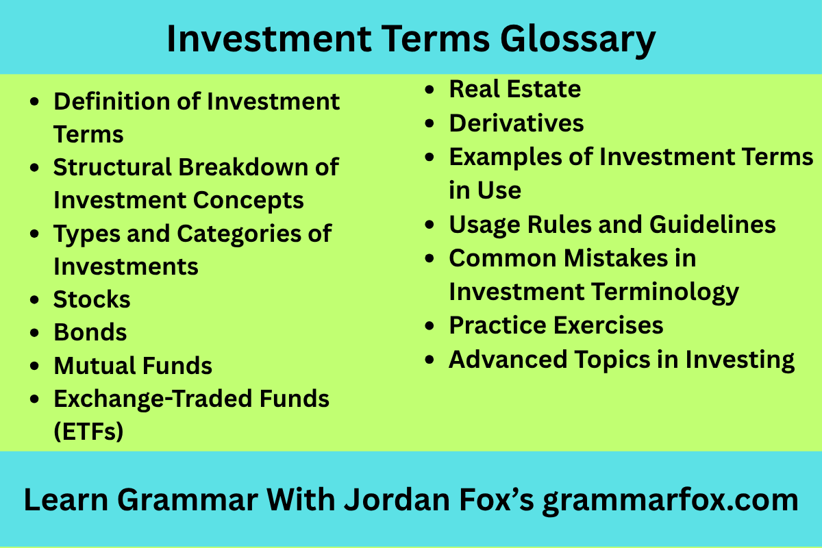 Investment Terms Glossary