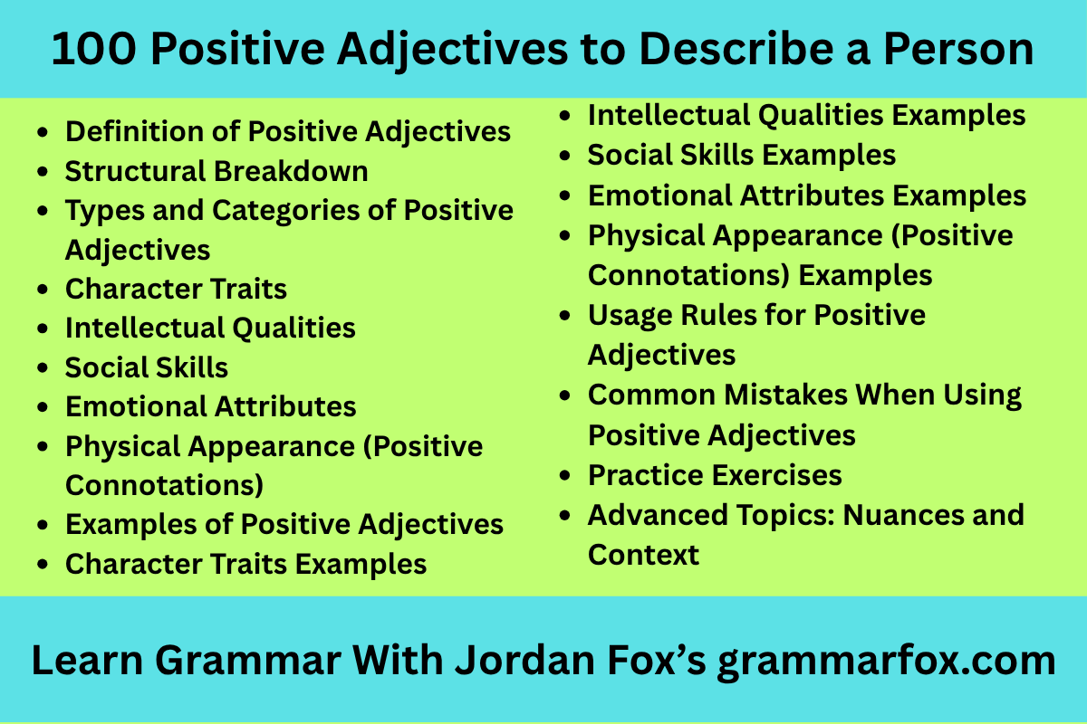 100 Positive Adjectives to Describe a Person