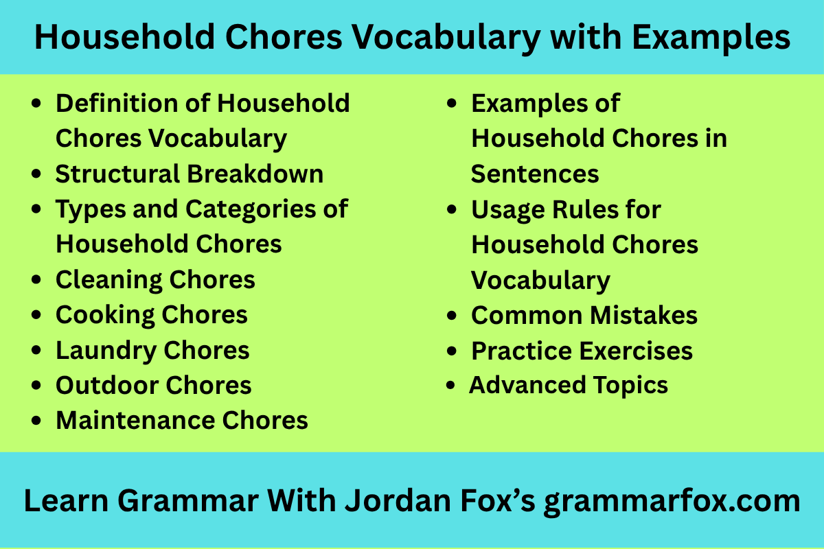 Household Chores Vocabulary with Examples