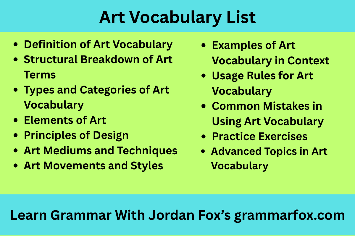 Art Vocabulary List