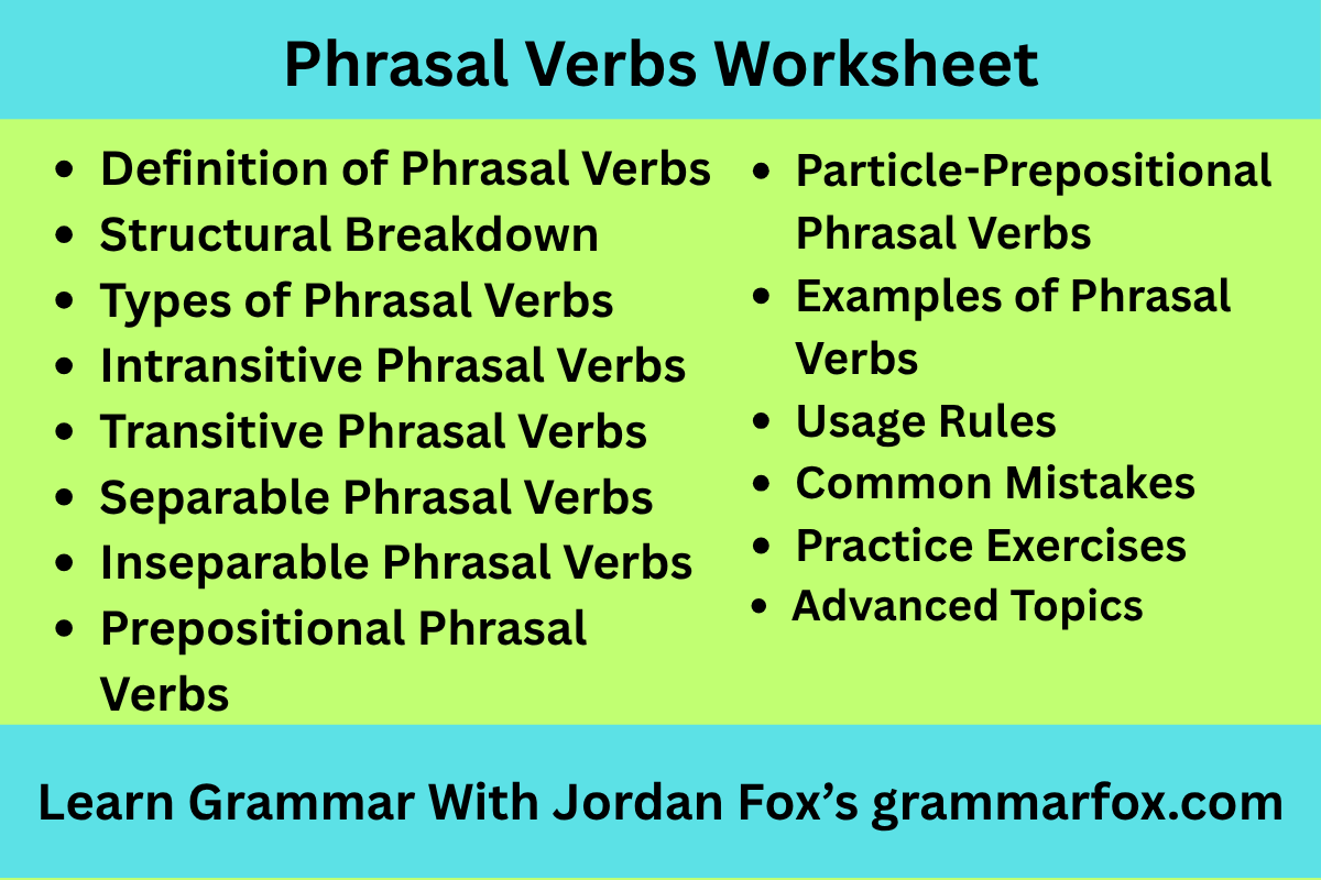 Phrasal Verbs Worksheet