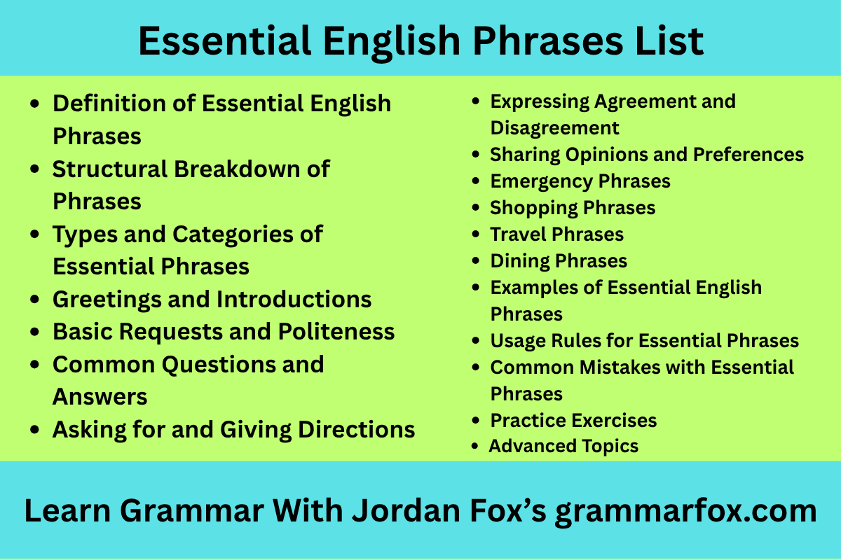 Essential English Phrases List