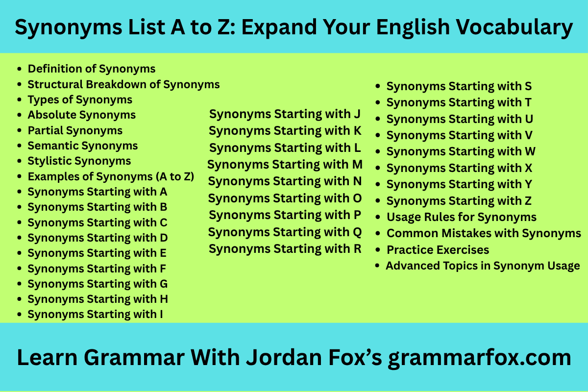 Synonyms List A to Z: Expand Your English Vocabulary