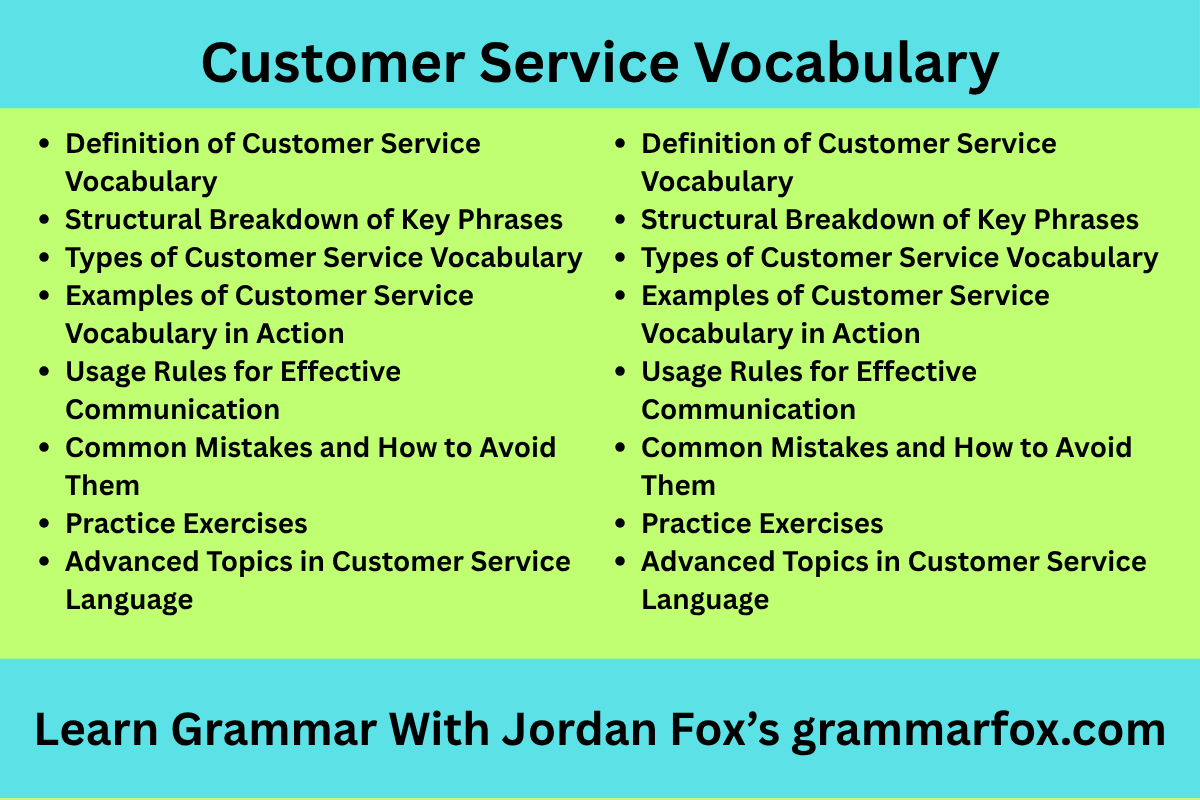 Customer Service Vocabulary
