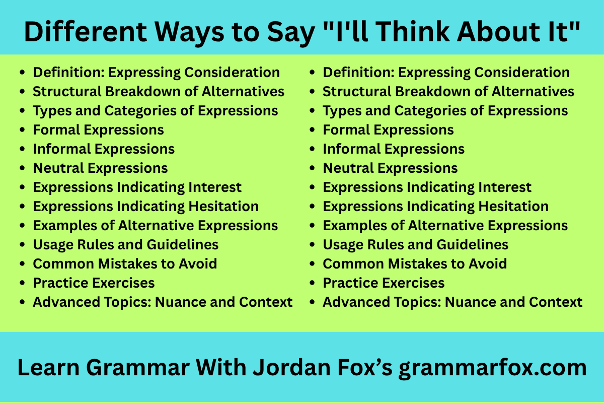 Different Ways to Say "I'll Think About It"