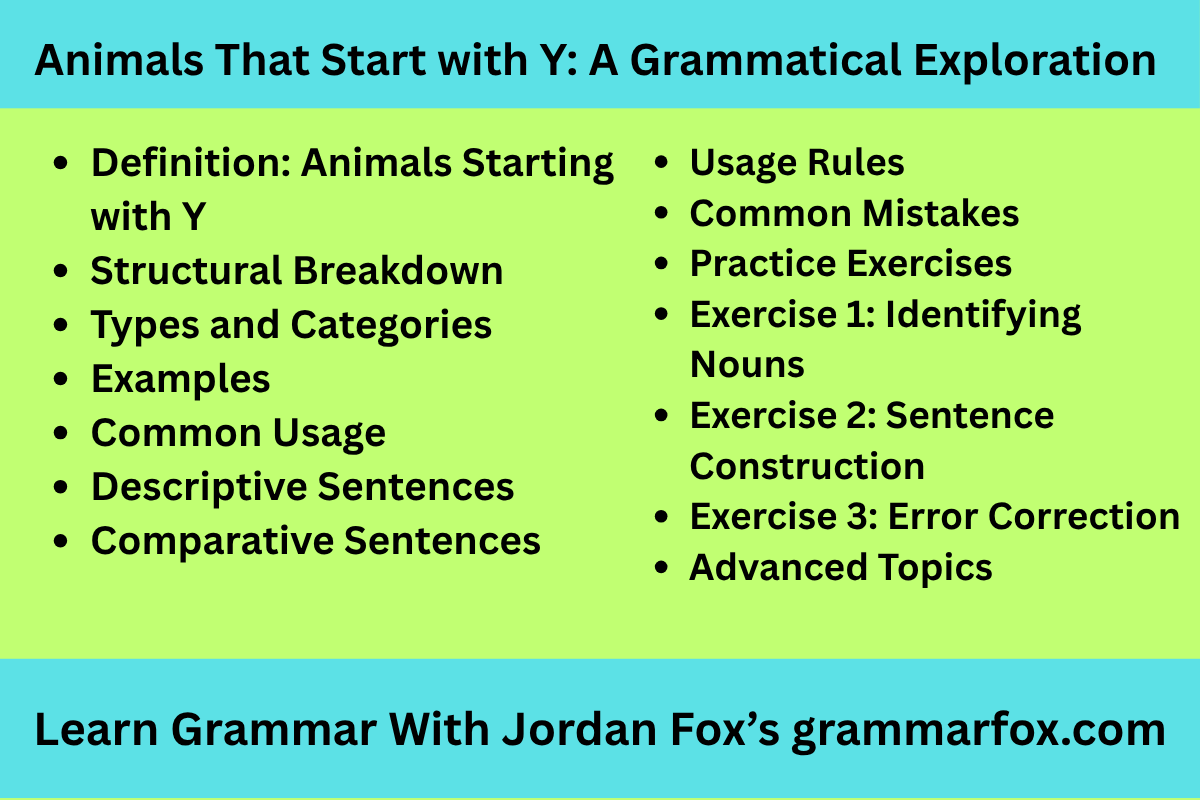 Animals That Start with Y: A Grammatical Exploration