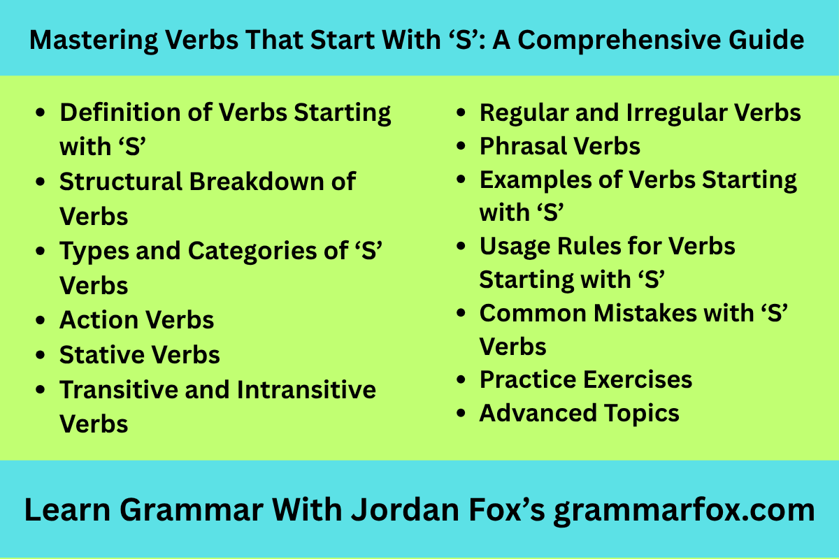 Mastering Verbs That Start With ‘S’: A Comprehensive Guide