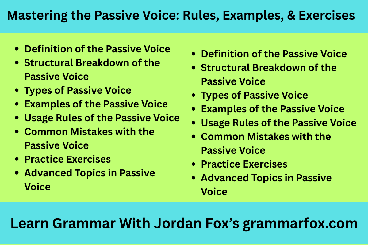 Mastering the Passive Voice: Rules, Examples, and Exercises