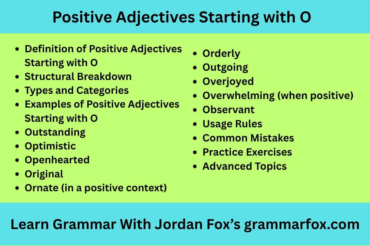 Positive Adjectives Starting with O