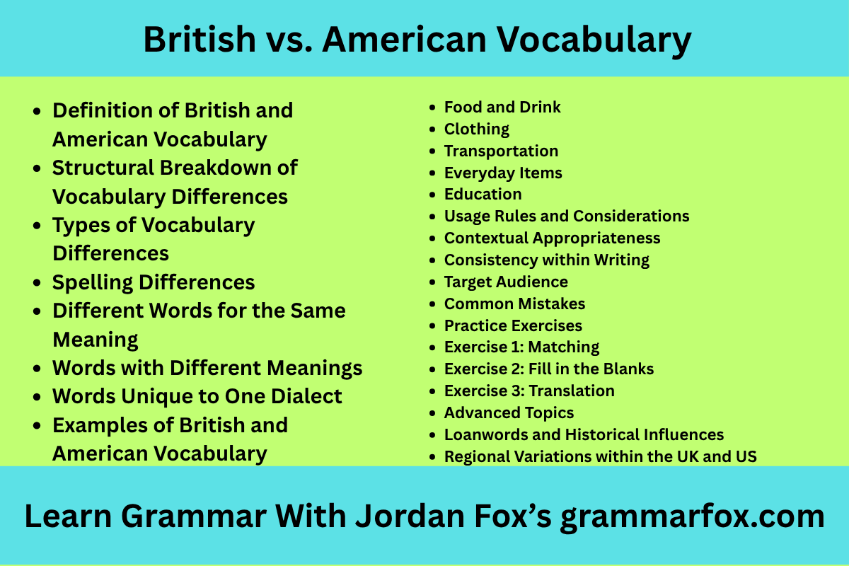 British vs. American Vocabulary