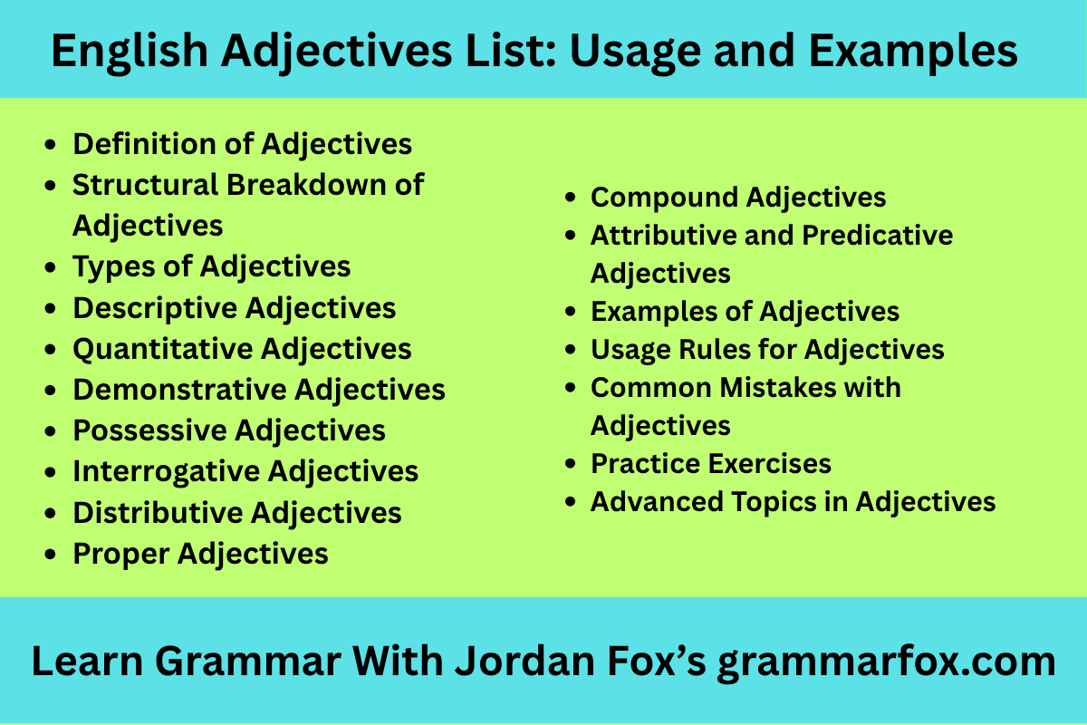 English Adjectives List