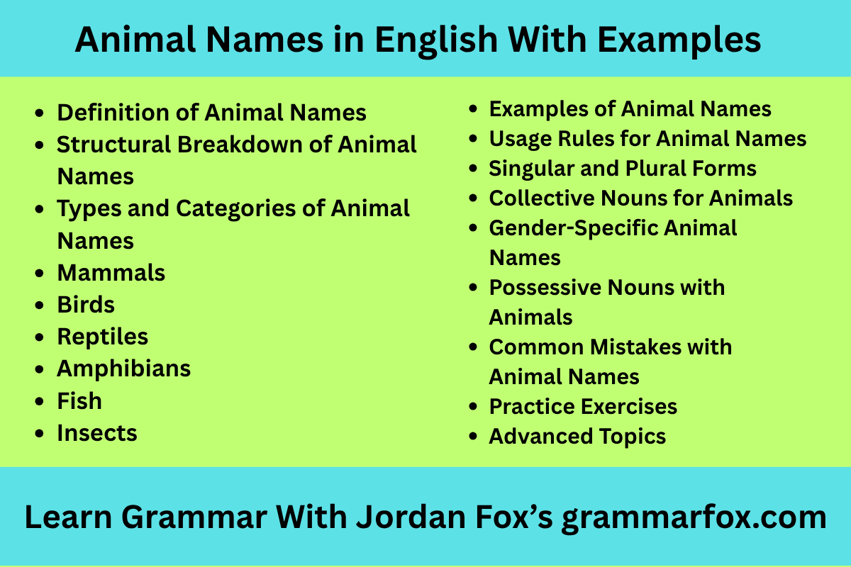 Animal Names in English With Examples