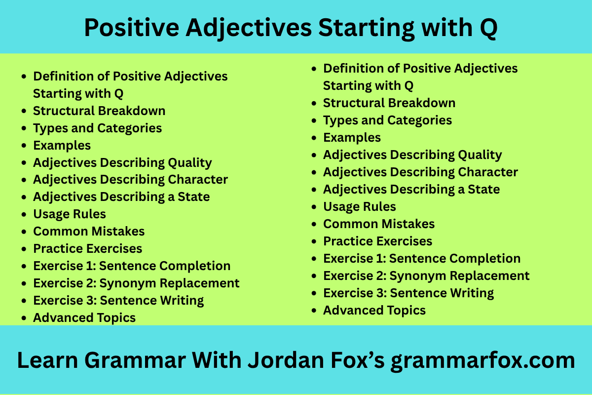Positive Adjectives Starting with Q